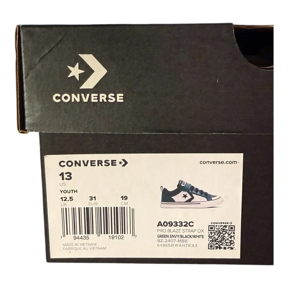 Converse Pro Blaze Kids Boys'‎ Leather Strap Hook Loop Athletic Shoes, Size 13